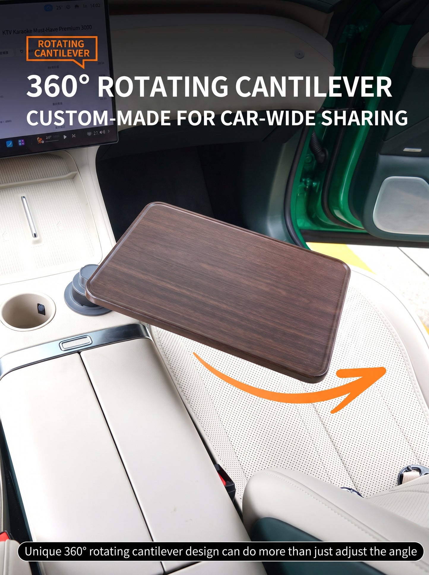 Convenient wooden food tray for the car