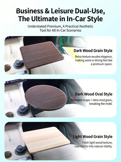Convenient wooden food tray for the car